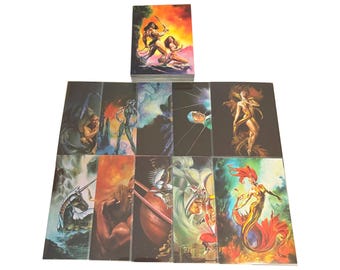 Julie Bell fantasy art complete set of 45 vintage trading cards + complete chase set in excellent condition. Cardz 1994.