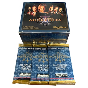 3 Packungen der drei Musketiere Vintage Film Karten. 8 Karten pro Packung. Skybox 1993. Charlie Sheen Kiefer Sutherland Oliver Platt Tim Curry
