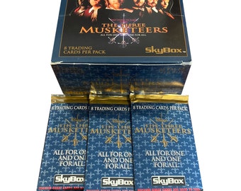 3 packs of The Three Musketeers vintage movie cards. 8 cards per pack. Skybox 1993. Charlie Sheen Kiefer Sutherland Oliver Platt Tim Curry