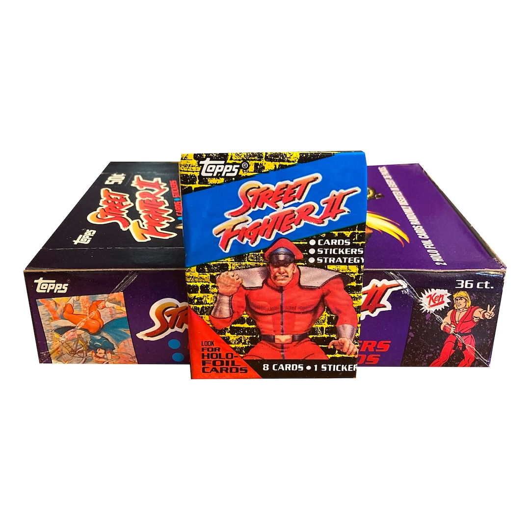 1 Pack of Street Fighter II Vintage Trading Cards. 8 Cards and 1