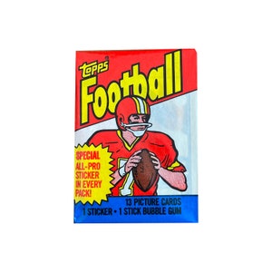 1 pack of 1983 Topps Football cards. 13 cards + 1 All-Pro sticker per vintage wax pack. Nice NFL collectible. Topps 1983.