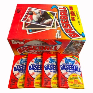 1988年Toppsベースボールカード4パック。ヴィンテージワックスパック1つにつき15枚のピクチャーカード。全部集めよう！Topps 1988。ドン・マッティングリー？ウェイド・ボッグス？MLB