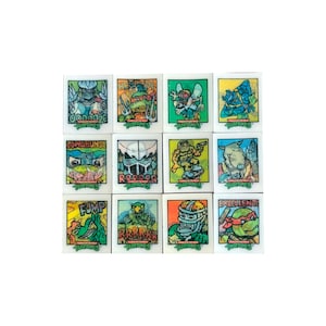 Lot de 12 Tortues Ninja Teenage Mutant Ninja Toys vintage (mini-cartes lenticulaires) en excellent état. Studios Mirage 1991.