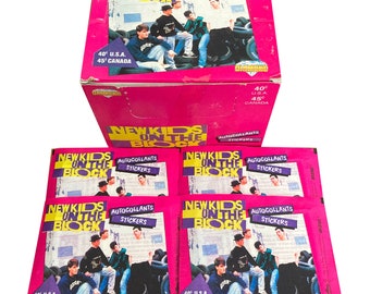 4 packs of New Kids On the Block vintage full-color stickers. Rare NKOTB collectible released by Diamond in 1990. Hangin' Tough! NKOTB