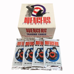 4 pakjes vintage ruilkaarten van The Avengers Return (Britse tv-show). 10 kaarten per pakje. Willekeurig ingevoegde handtekeningen! Hoeksteen 1995.