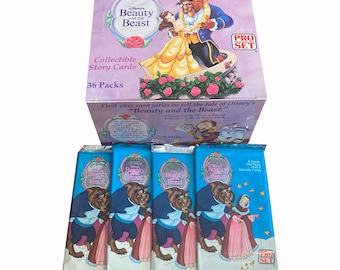 4 packs of Disney's Beauty and the Beast vintage trading cards. 8 cards + 2 Activity Cards per pack. Pro Set 1992.