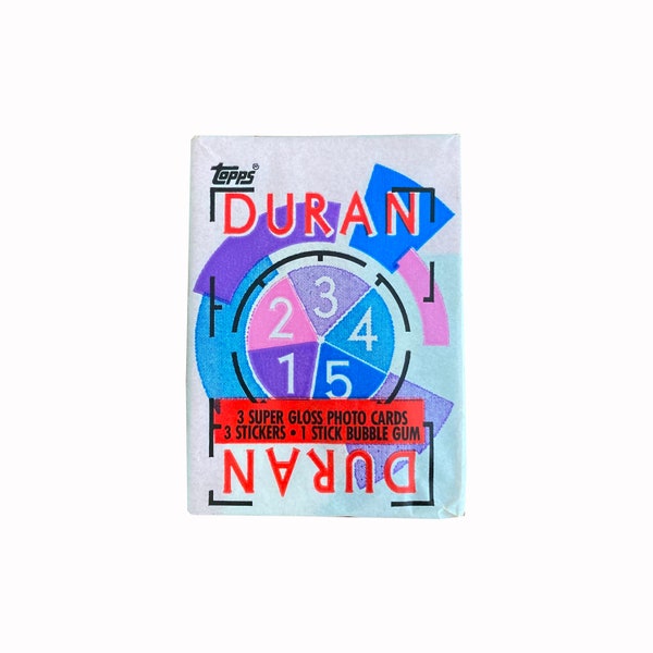 Duran Duran vintage wax pack. 3 gloss photo cards and 3 stickers per pack. Topps 1985. I know you're hungry like the wolf for these packs.