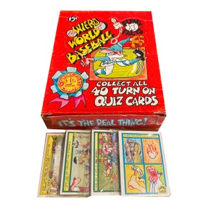 4 Packungen mit Funky Facts Weird World of Baseball Vintage Sammelkarten. Echte (schräge) Fakten aus der Baseball-Geschichte. Funky Sales Corp 1976.