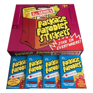 4 pacotes de cartões de quebra-cabeça vintage da 2ª série de paródias de pacote + adesivos. Lançado pela NewHamm Productions em 2001. Pacotes GPK Wacky