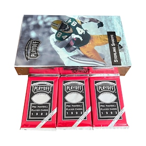 Lot de 3 cartes de joueur vintage de la NFL Playoffs Pro Football 1993. 8 cartes TekChrome par paquet, dont une recrue ou un insert ! Collectionnez-les tous !