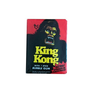 Confezione di cera vintage del film King Kong. Topps 1976. Bella aggiunta a qualsiasi collezione di confezioni di cera!