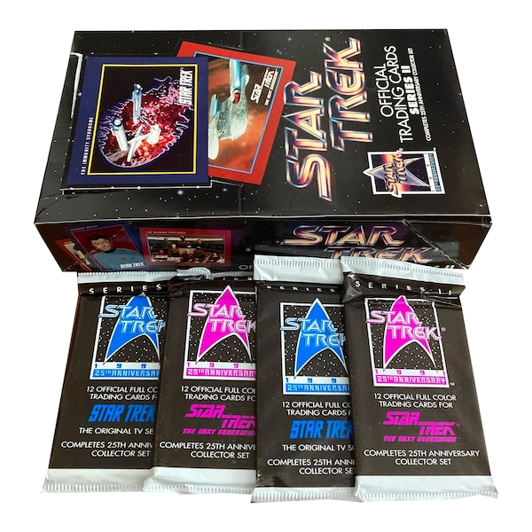 4 packs of Star Trek 25th Anniversary Series 2 vintage trading cards. 12 cards per pack. Collect all 160! Impel 1991.