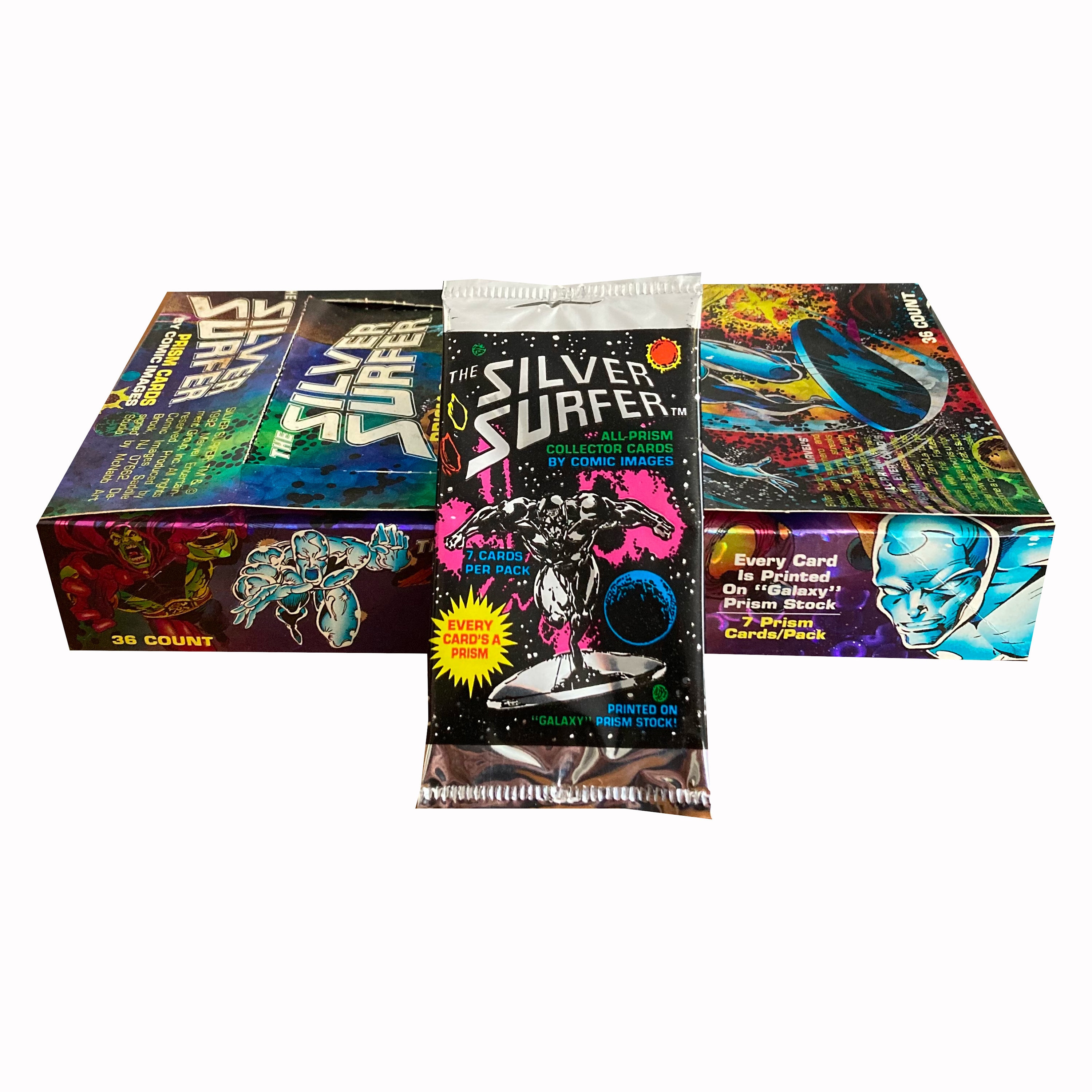 1 Pack of Silver Surfer All-prism Vintage Collector Cards. 7 Cards