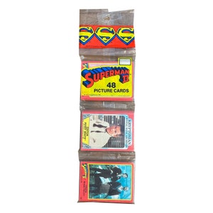 Superman II versiegeltes Vintage Gestell Paket mit 48 Sammelkarten. Topps 1980. Christopher Reeve. Übermann 2.