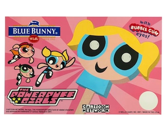 Uniek The Powerpuff Girls-verzamelaarsitem! Authentieke vintage ijswagensticker. Hoge kwaliteit ongebruikte sticker van 5 x 8 inch.