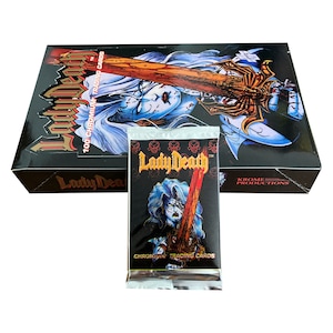1 paquet de cartes à collectionner vintage Lady Death série 1 en chrome.  Krome Productions 1994. Bandes dessinées du chaos. Illustration de Brian Pulido. Bien !
