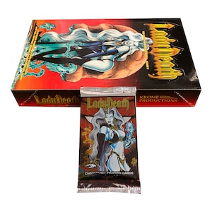 1 Packung Lady Death Series 2 vintage Chromium Sammelkarten.  Krome Produktionen 1995. Chaos Comics. Pulido,Hughes, Jensen. Lady Death II