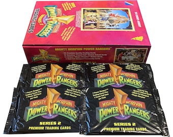 4 packs of Mighty Morphin Power Rangers Series 2 premium trading cards. 7 cards + 1 "power foil" etched card in each pack. 1994.
