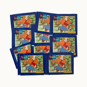 10 paquets d'autocollants pour album vintage de Winnie l'ourson. 6 autocollants par paquet. 60 autocollants au total ! Fabriqué en Italie par Panini. 1999.