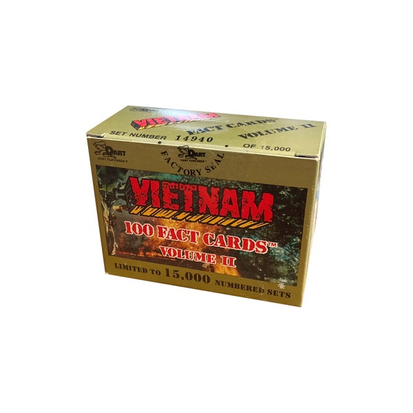 Vietnam Fact Cards Volume 2 factory sealed limited edition boxed set of 100 vintage trading cards. Released by Dart Flipcards in 1991.