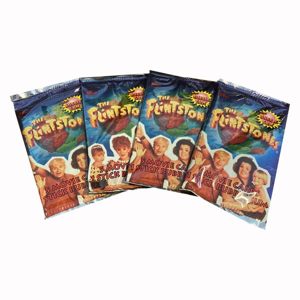 4 packs of The Flintstones Movie vintage trading cards. 5 cards per pack. Topps 1993. Rick Moranis John Goodman Rosie O'Donnell