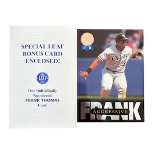 1993 The Leaf Set Update Series MLB Baseball cards vintage Frank Thomas jumbo box topper card #1 &quot;Aggressive&quot;. Limited edition 6282/7500.