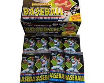 8 packs of 1988 Topps American Baseball cards. 5 picture cards pack. Collect them all! Topps Ireland 1988. MLB. UK release. Smaller cards.