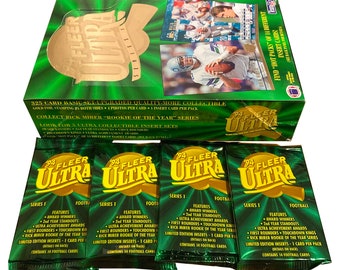 4 packs of 1994 Fleer Ultra Football cards. 14 cards per pack. Several subsets to collect! Fleer 1994. Collect them all! NFL