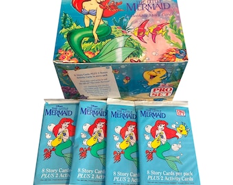 4 packs of Disney&#39;s The Little Mermaid trading cards. Each pack contains 8 story cards plus 2 bonus Activity Cards! Ariel! Ursula! Sebastian