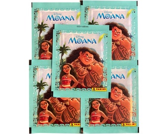5 packs of Disney's Moana vintage collectable album stickers. Collect them all! Manufactured by Panini.