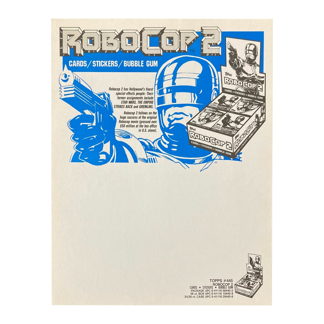 Robocop 2 Vintage Trading Card Dealer Sell Sheet. Etsy Australia