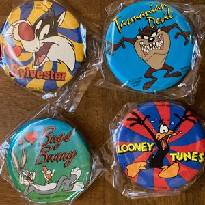 4 vintage Looney Tunes buttons. Your choice of 4 from 12 different designs. 2 1/4" buttons. See item description for details. Great deal! image 3