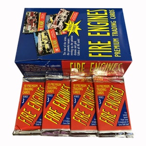 4 buste di carte collezionabili vintage serie 3 Fire Engines. 10 carte per pacchetto. Carte bonus inserite casualmente! Bon Air da collezione 1994.