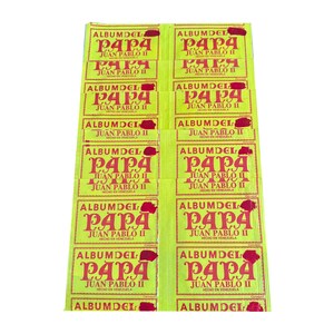 Pacotes duplos de 5 adesivos raros de álbuns vintage do Papa João Paulo II. 30 adesivos no total por pedido. Fabricado na Venezuela na década de 1980.