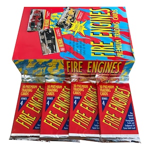 4 confezioni di carte collezionabili vintage Fire Engines serie 4. 10 carte per confezione. Carte bonus inserite casualmente! Bon Air Collectibles 1994.