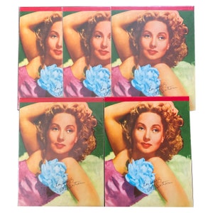 Lot of 5 rare 1940s blank writing tablets featuring actress Ann Sothern on the cover. One has small tear - see pics. 21 lined pages.