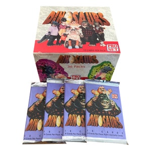 4 pakjes dinosaurussen tv-show vintage ruilkaarten. 8 kaarten + 2 activiteitenkaarten per pakket. Verzamel ze allemaal! Pro-set 1991.