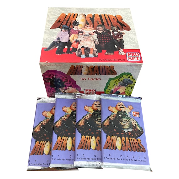 4 Packs of Dinosaurs Tv Show Vintage Trading Cards. 8 Cards + 2