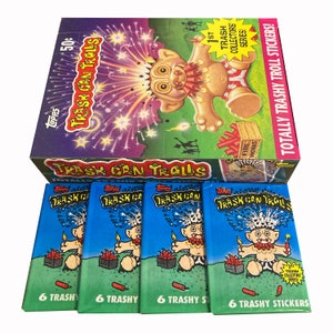 4 packs of Trash Can Trolls. 1st Trash Collectors&#39; Series! Totally trashy troll stickers. 6 sticker cards per pack. Topps 1992.