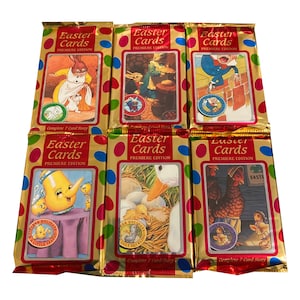 6 confezioni di carte collezionabili pasquali vintage. Ogni confezione da 7 carte racconta una storia classica completa. Unicorn Publishing 1995.