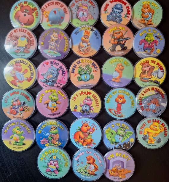 1 Gross Bears Big Bad Button. Garbage Pail Kids but With Bears