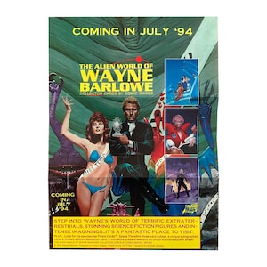 Promo poster for The Alien World of Wayne Barlow fantasy art trading cards by Comic Images, released in 1994. Measures 9.5&quot; x 13&quot;.