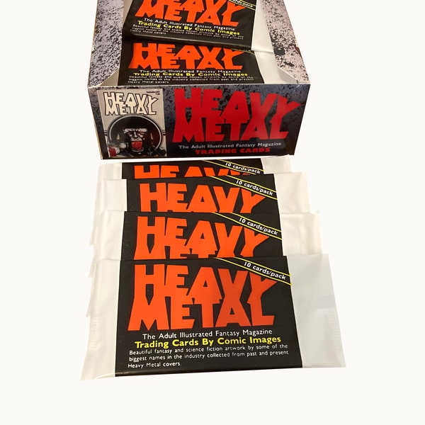 4 packs of Heavy Metal vintage trading cards. Cover art from the adult illustrated fantasy magazine. 10 cards/pack. Comic Images 1991.