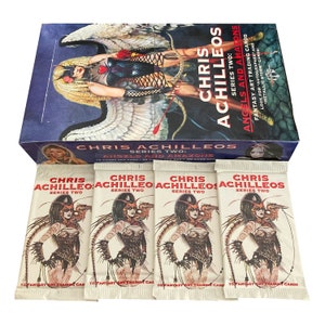 4 Packungen von Chris Achilleos Serie 2: Engel und Amazonen vintage Sammelkarten. 10 Fantasy Carders in einer Packung. Friedländer Verlag 1994.