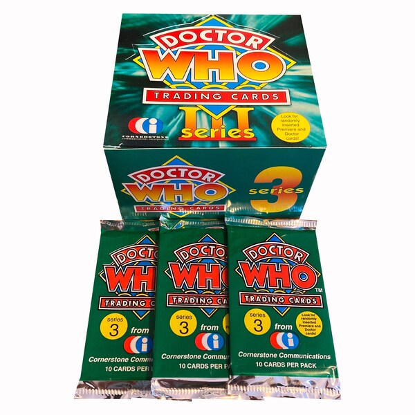 3 packs of Doctor Who series 3 vintage trading cards. 10 cards per pack. 110 card set. Cornerstone Communications 1995.