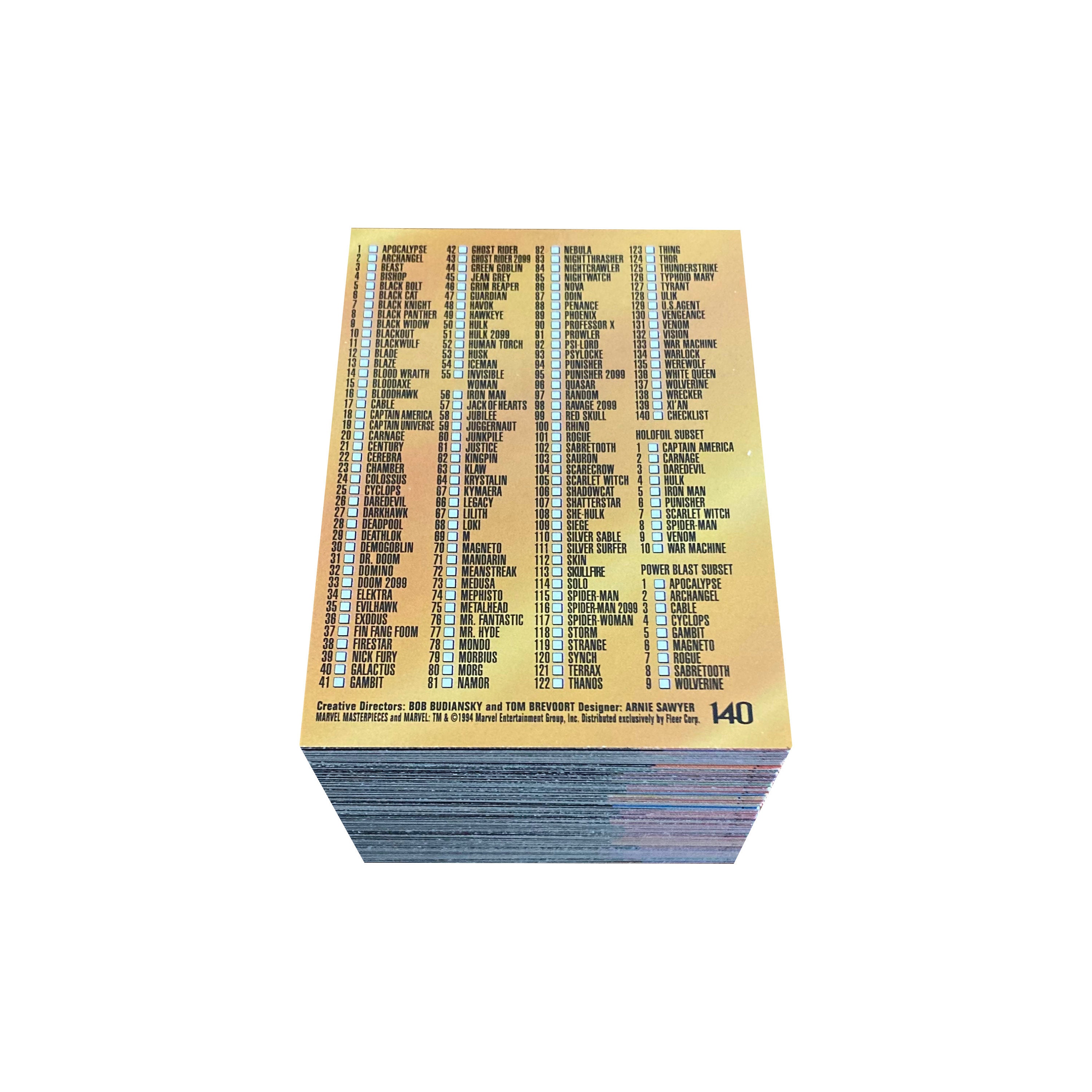 Marvel Masterpieces 1994 Complete Base Set of 140 Vintage Trading