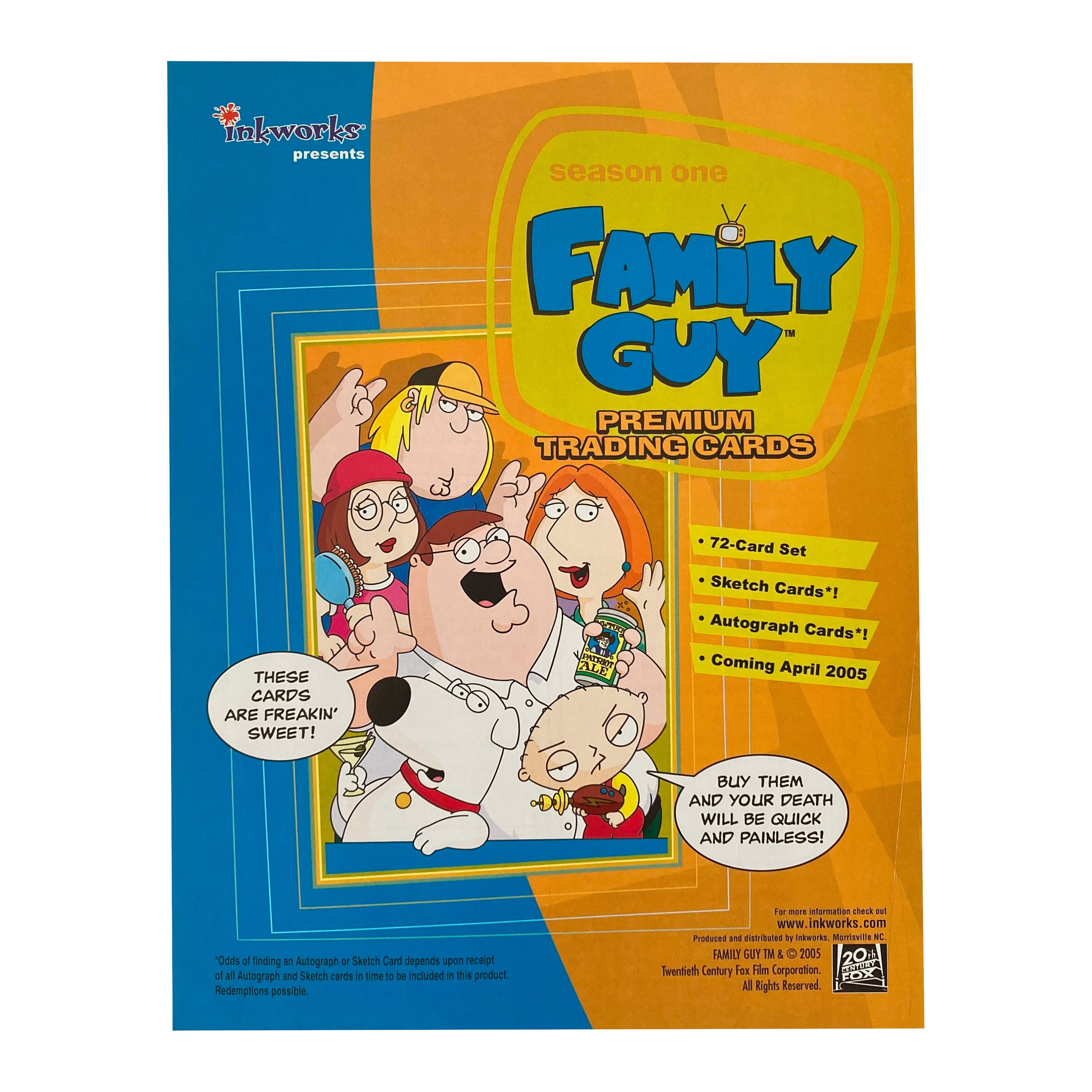 Family Guy Season 1 Dealer Promo Sheet. 8.5