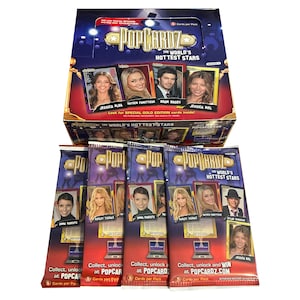 4 confezioni di carte collezionabili di celebrità vintage Popcardz. 5 carte per confezione. Collezionali tutte! Le star più hot del mondo!
