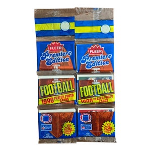 2 confezioni rack di carte Fleer Football del 1990. Prima edizione. 45 carte per pacchetto. Un sacco di stelle classiche della NFL! Fleer 1990.