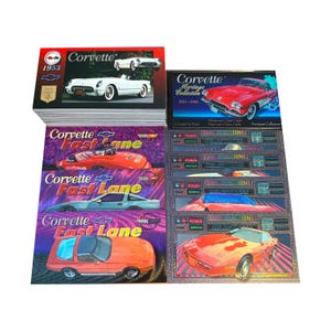 Corvette Heritage Collection complete set of 90 vintage extra-wide trading cards + 7 bonus rare chase cards in excellent condition.